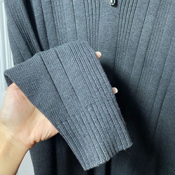 Oscar De La Renta Men’s Quarter Zip Cable Knit Sweater in Gray Sz Large - Picture 6 of 11